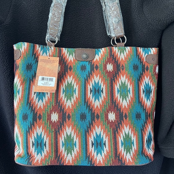 Justin Aztec Print Concealed Carry Tote Bag Western Handbag Purse - Picture 1 of 7
